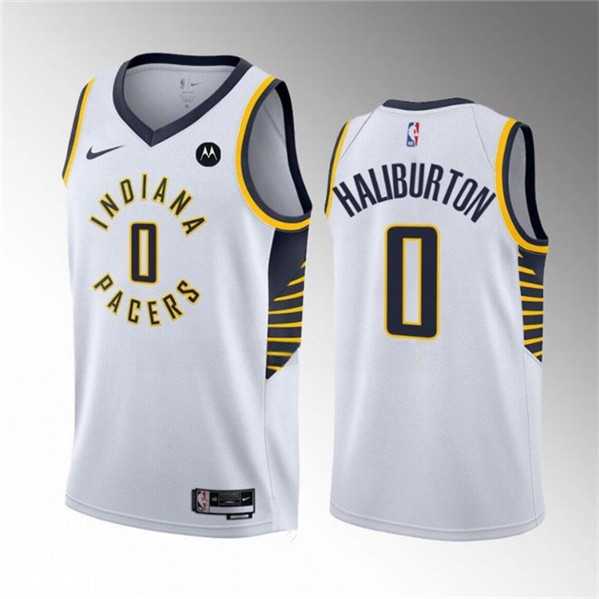 Men%27s Indiana Pacers #0 Tyrese Haliburton White Association Edition Stitched Jersey Dzhi
